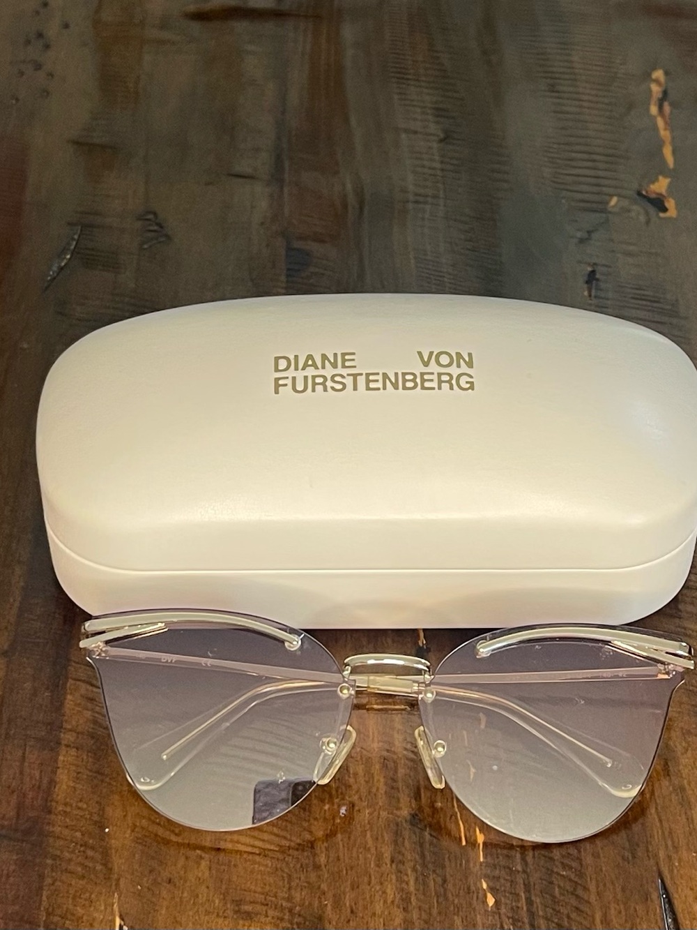 Diane Von Furstenberg Rimless Gradient Silver and Gold Sunglasses